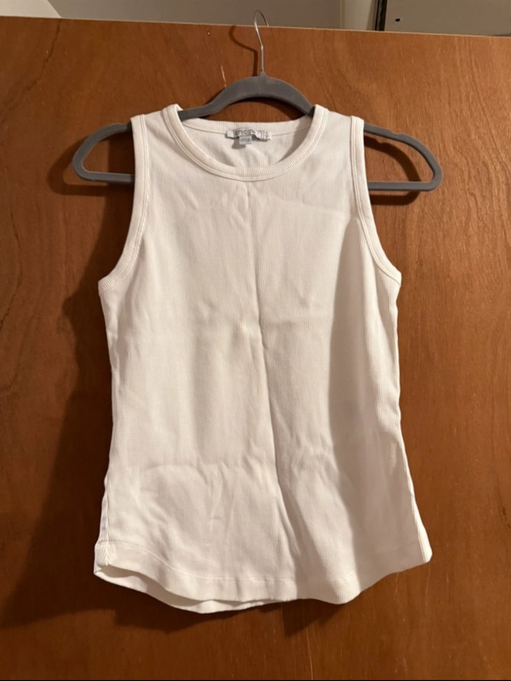 Chico's White Ribbed Crewneck Tank Top